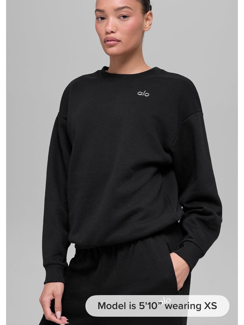 ALO Yoga Black Crewneck Pullover Sweatshirt